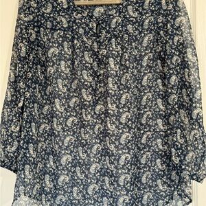 Lucky Brand Navy Paisley Blouse